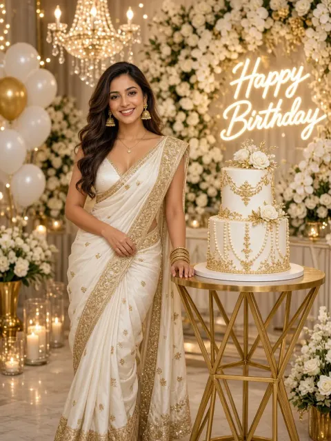 Joyous Saree Birthday Portrait