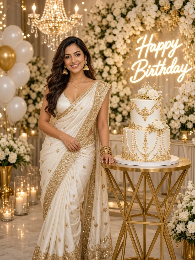 Joyous Saree Birthday Portrait