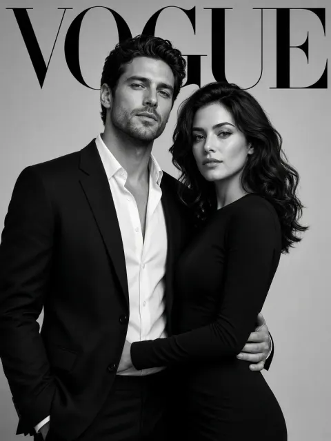 Black and White Vogue Couple Portrait