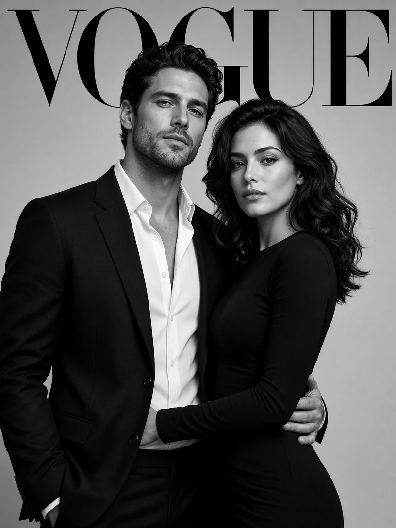 Black and White Vogue Couple Portrait