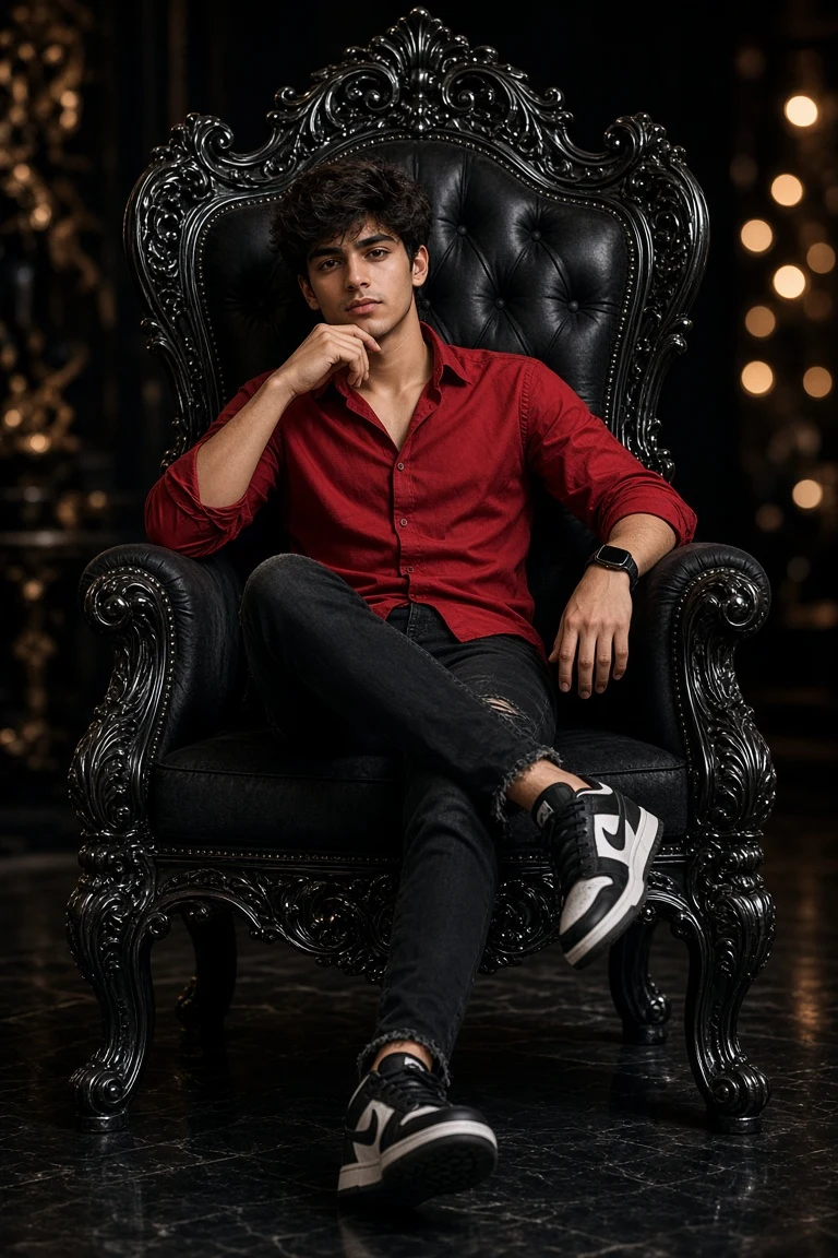 Man in Red on a Baroque Throne