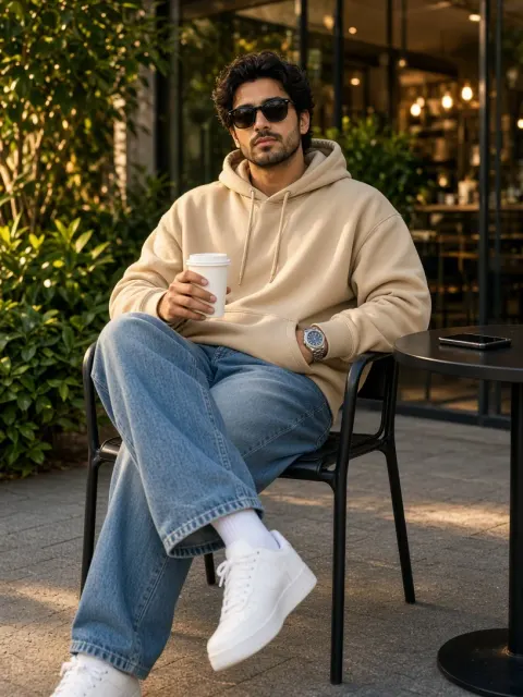 Young Man at an Outdoor Cafe