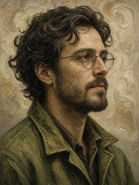 Impasto Oil Portrait of a Handsome Man