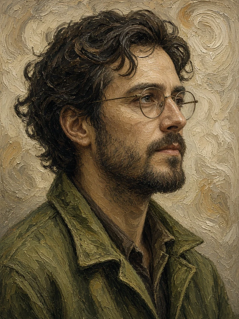 Impasto Oil Portrait of a Handsome Man