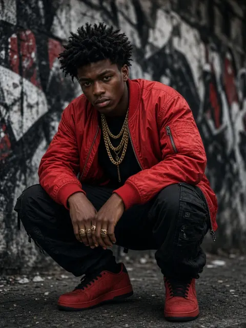 Red Jacket Streetwear Urban Portrait