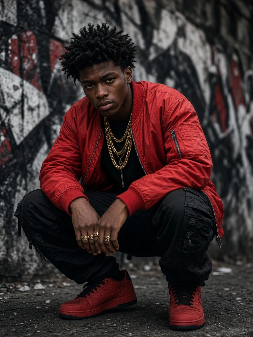 Red Jacket Streetwear Urban Portrait