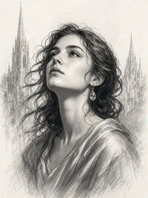Charcoal and Graphite Portrait of a Woman