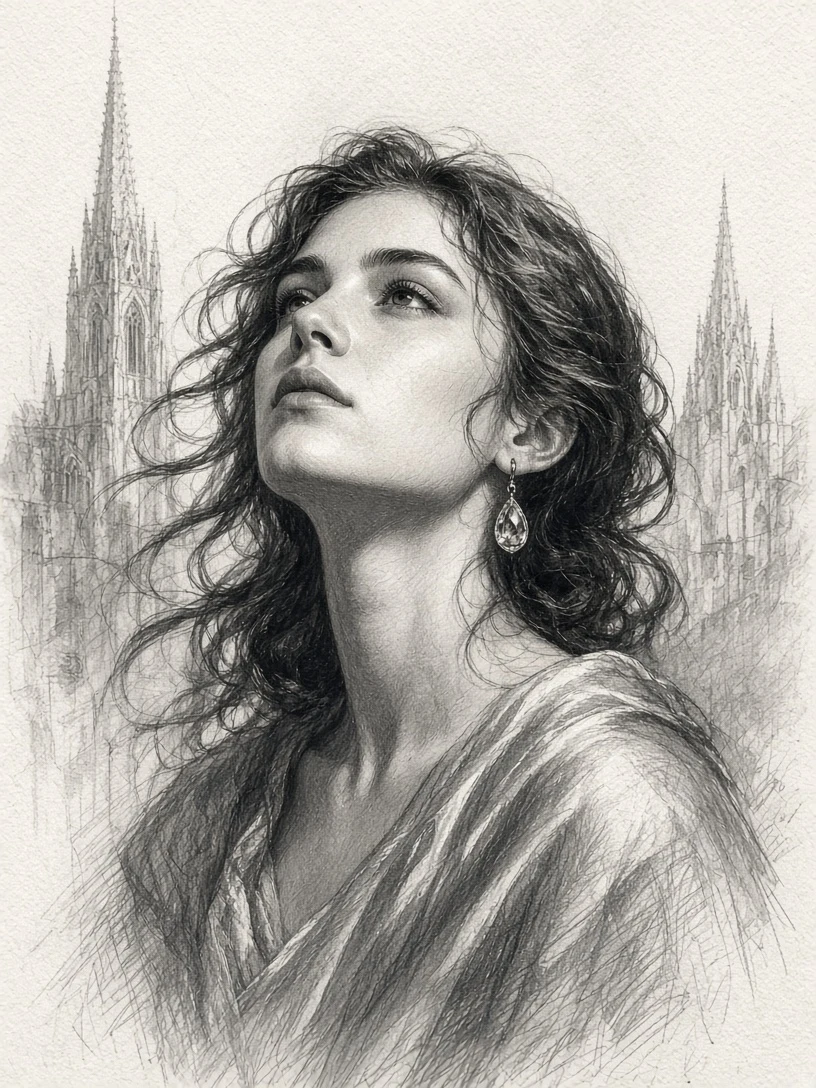 Charcoal and Graphite Portrait of a Woman