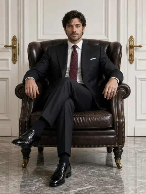 Elegant Gentleman Boss Vibe Portrait in Black Suit