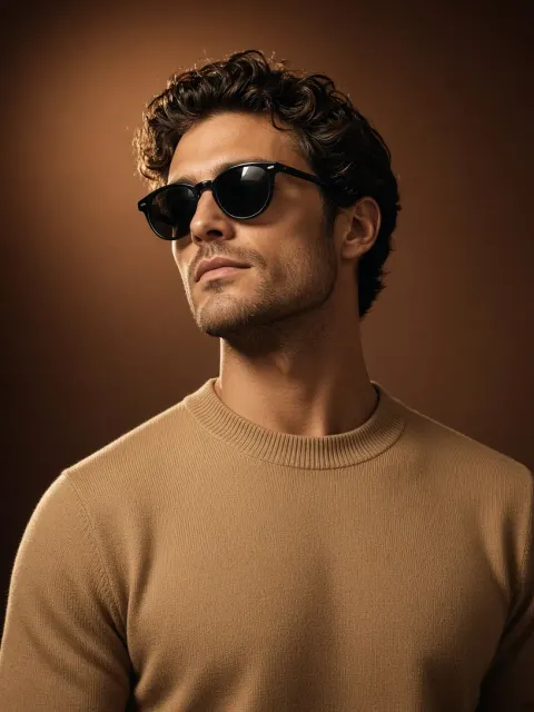 Man Sunglasses Warm Tone Studio Portrait