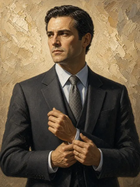 Businessman Adjusting Cuffs Fine Art