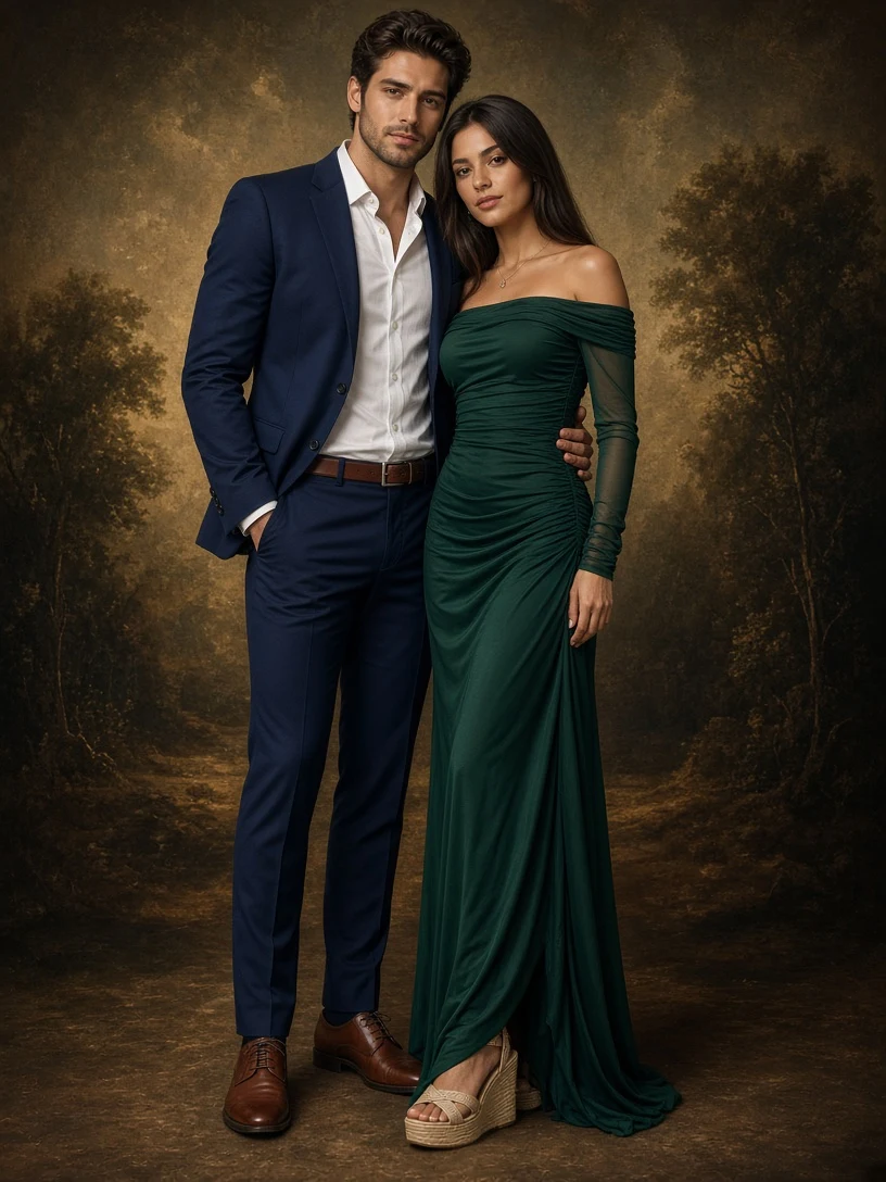 Classic Couple Portrait in Painted Background