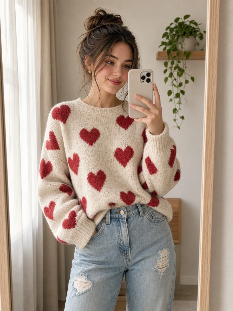 Cozy Morning Mirror Selfie