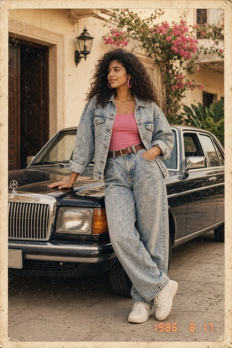 80s Women's Vintage Car Portrait