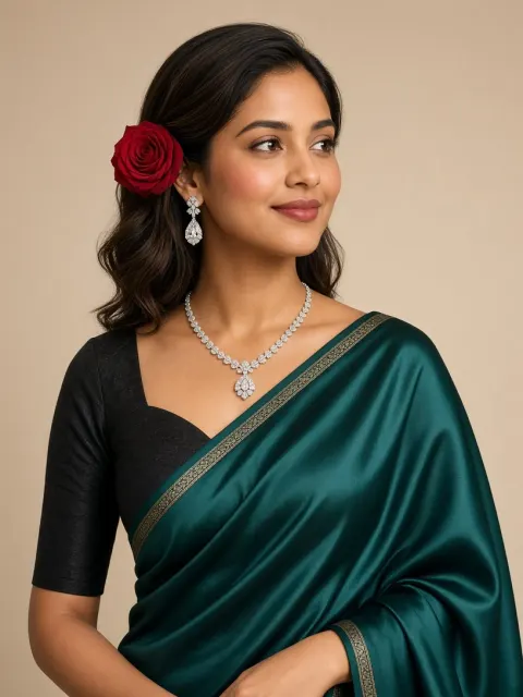 Satin saree beauty