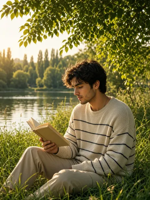Reading Under a Tree by the Water