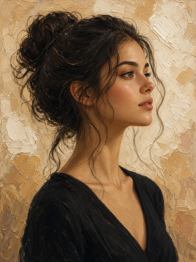 Textured Impasto Portrait of a Woman