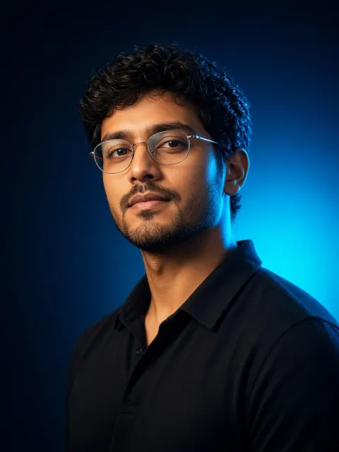 Studio Portrait with Cyan Glow