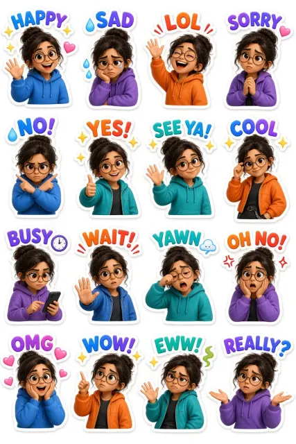 Expressive Girl Sticker Pack