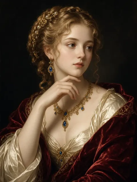 Renaissance Noblewoman Painterly Portrait AI Prompt