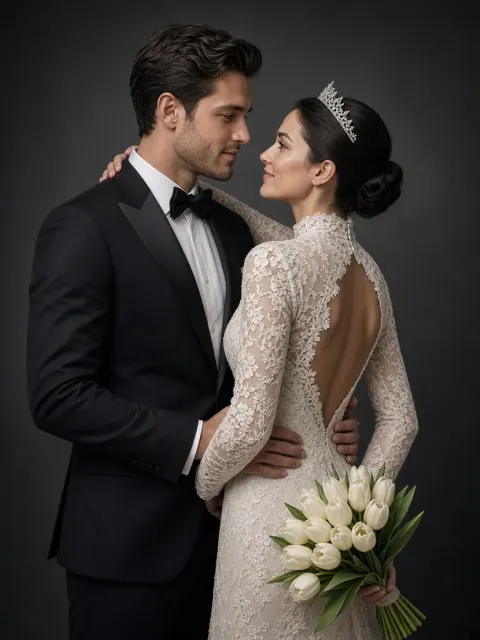 Timeless Wedding Couple Studio Photography