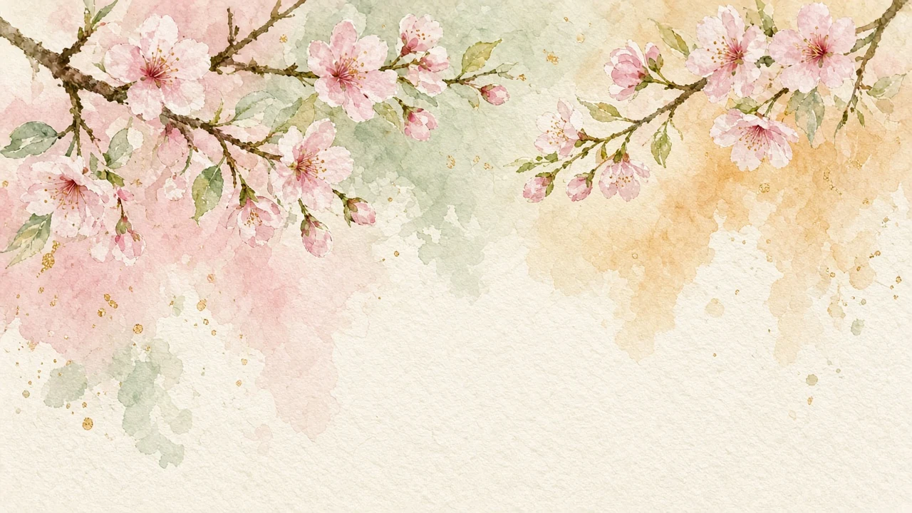 Ethereal Watercolor Spring Apple Blossoms Desktop Wallpaper