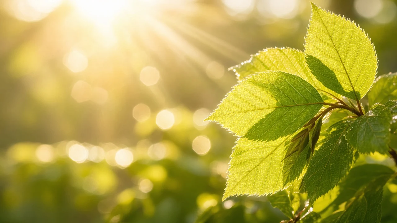 Backlit Young Beech Leaves in Golden Morning Sun Wallpaper