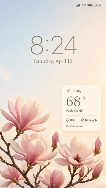 Blushing Magnolia Blooms Mobile Lock Screen Wallpaper