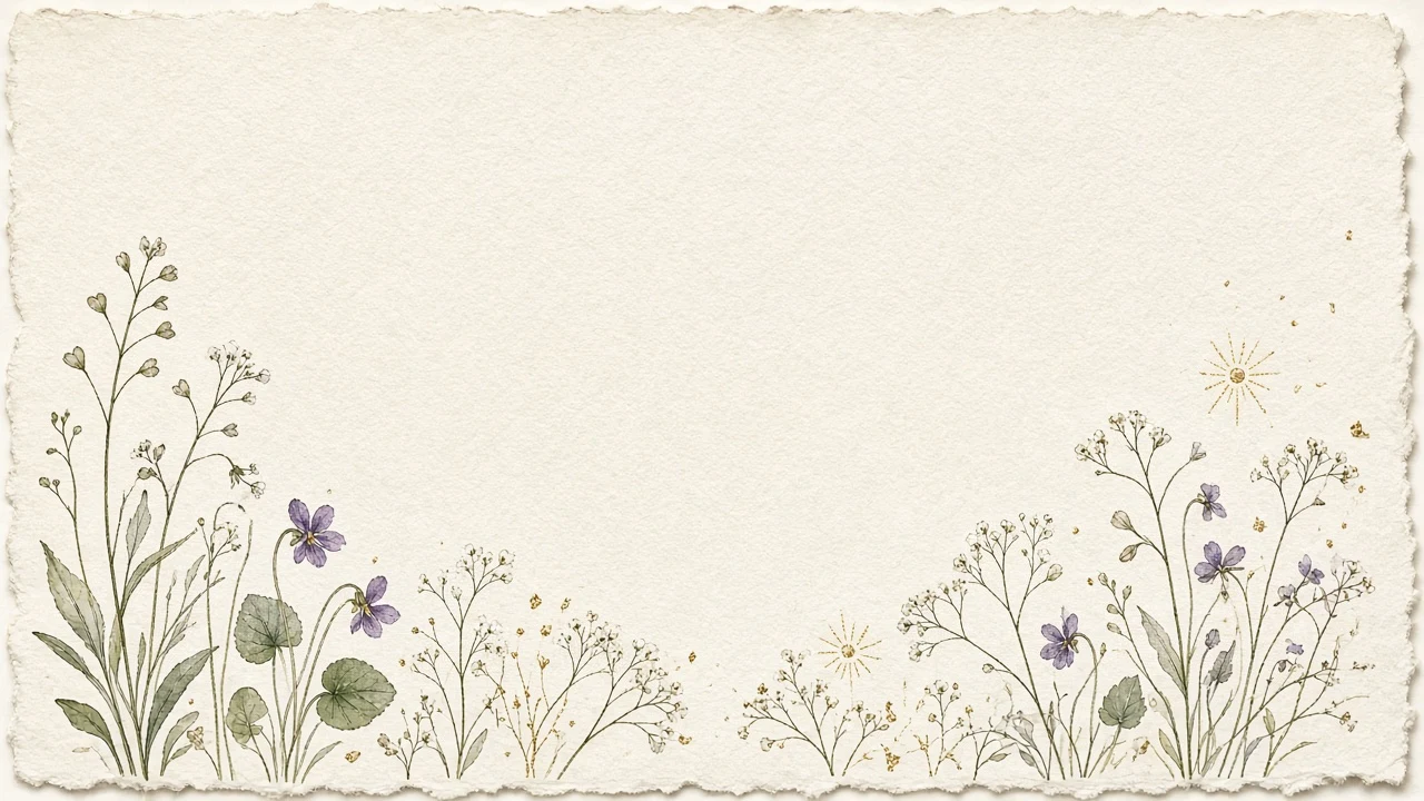Pressed Botanical Wildflowers and Gold Foil Illustration Wallpaper
