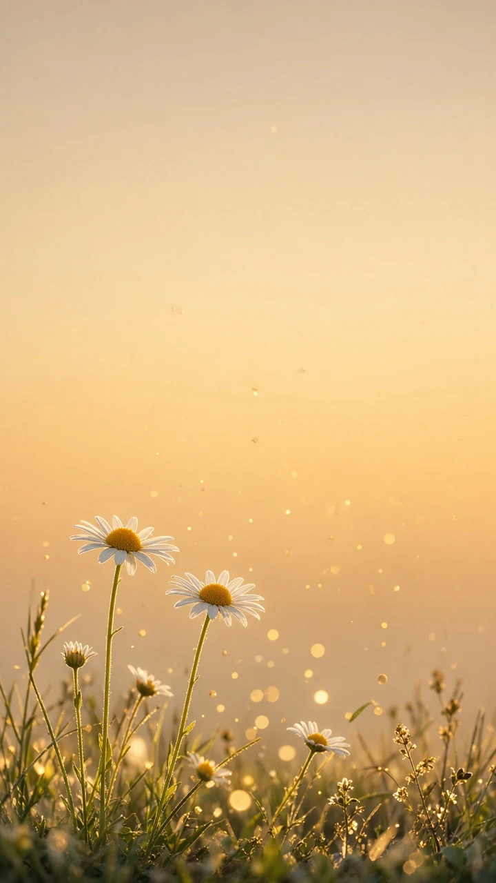 Golden Backlit Wild Daisies Mobile Lock Screen Wallpaper