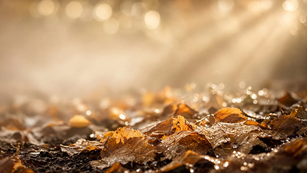 Low Angle Forest Floor with Luminous Golden Birch Canopy