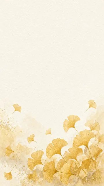 Minimalist Floating Ginkgo Leaves Watercolor Lock-Screen
