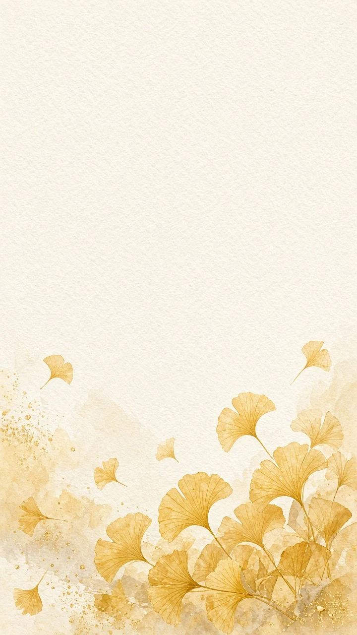 Minimalist Floating Ginkgo Leaves Watercolor Lock-Screen