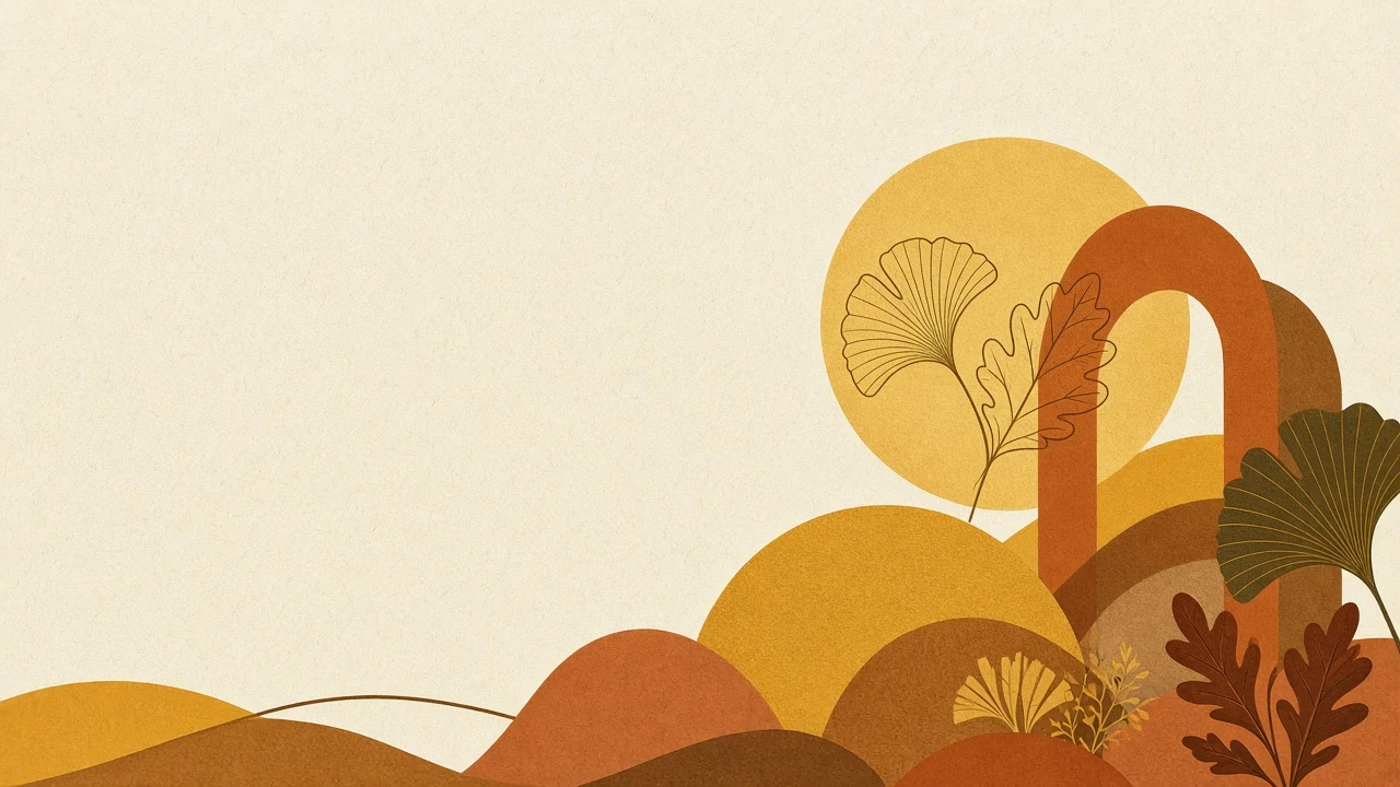 Mid-Century Modern Geometric Warm Autumn Desktop Art