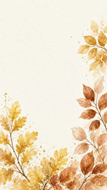 Botanical Watercolor Illustration of Golden Oak and Beech Branches