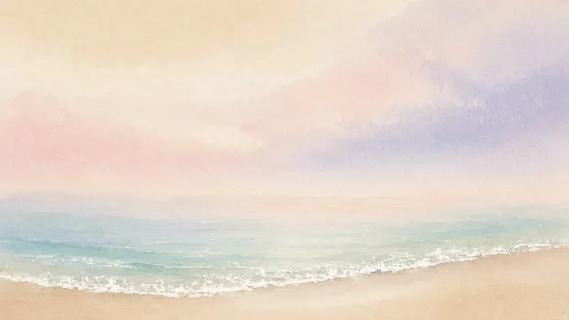 Minimalist Pastel Gouache Tide Line with Airy Sky