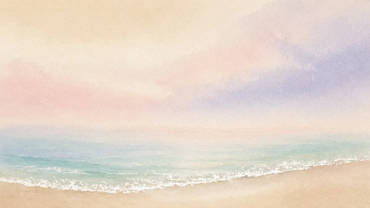 Minimalist Pastel Gouache Tide Line with Airy Sky