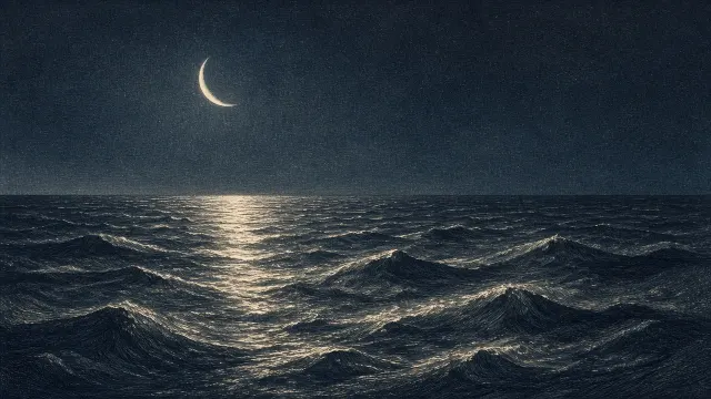 Copperplate Etching and Aquatint of Nocturnal Ocean Swells