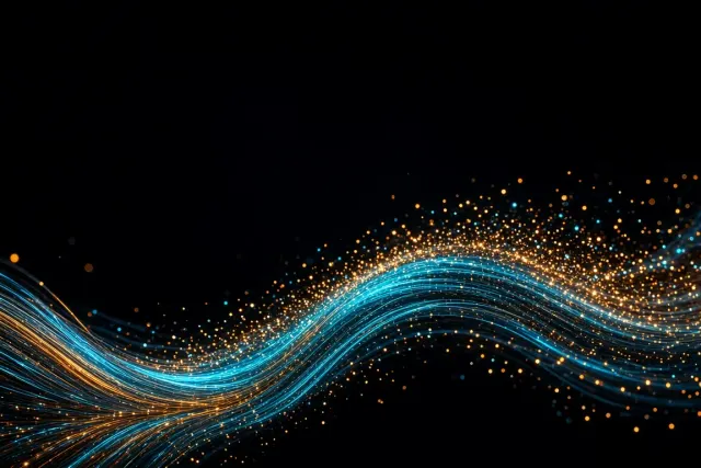 Luminescent Optical Fiber Swirl with Amber Spark Particles