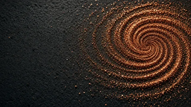 Magnetic Copper Shavings Spiral on Matte Basalt