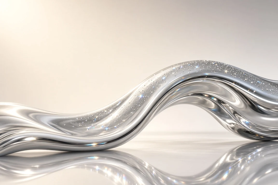 Liquid Platinum S-Curve with Floating Diamond Glitter