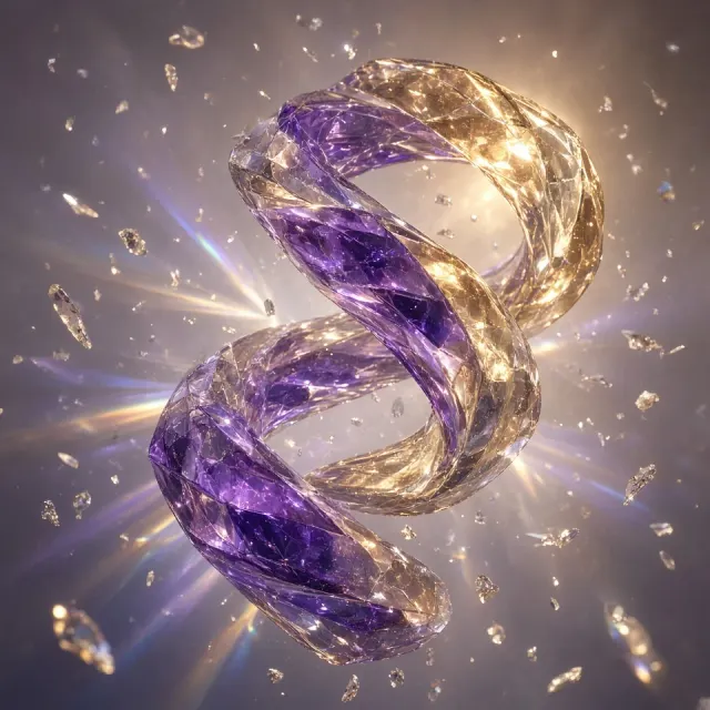 Twisting Amethyst and Champagne Dichroic Quartz Ribbon