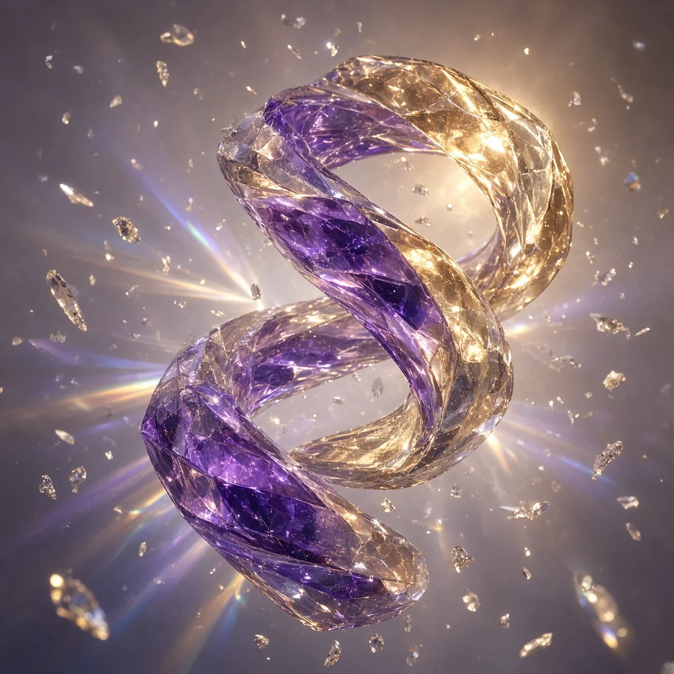 Twisting Amethyst and Champagne Dichroic Quartz Ribbon