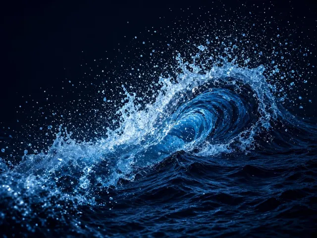 Phosphorescent Ocean Spray Vortex in Strobe Flash