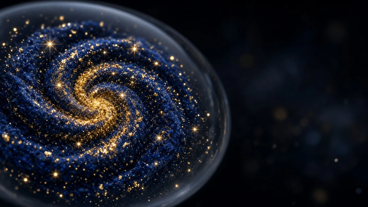 Micro-Cosmic Silicone Spiral with Crushed Lapis and Gold