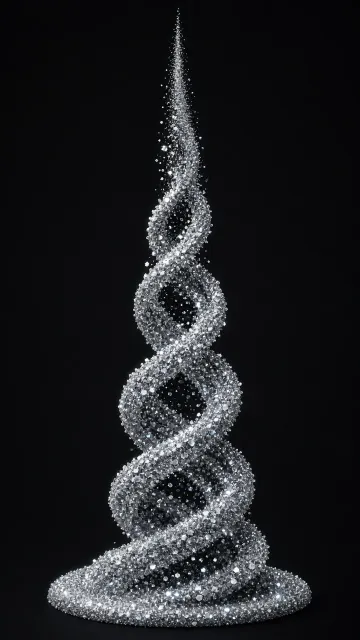 Silver Fairy-Dust Swirl Ascending over Obsidian Ground