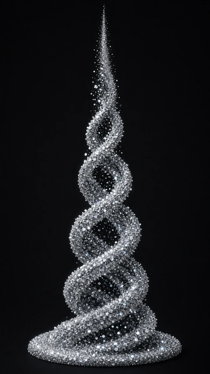 Silver Fairy-Dust Swirl Ascending over Obsidian Ground