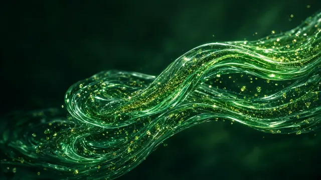 Emerald Fluid Helix with Peridot Shimmer Particles