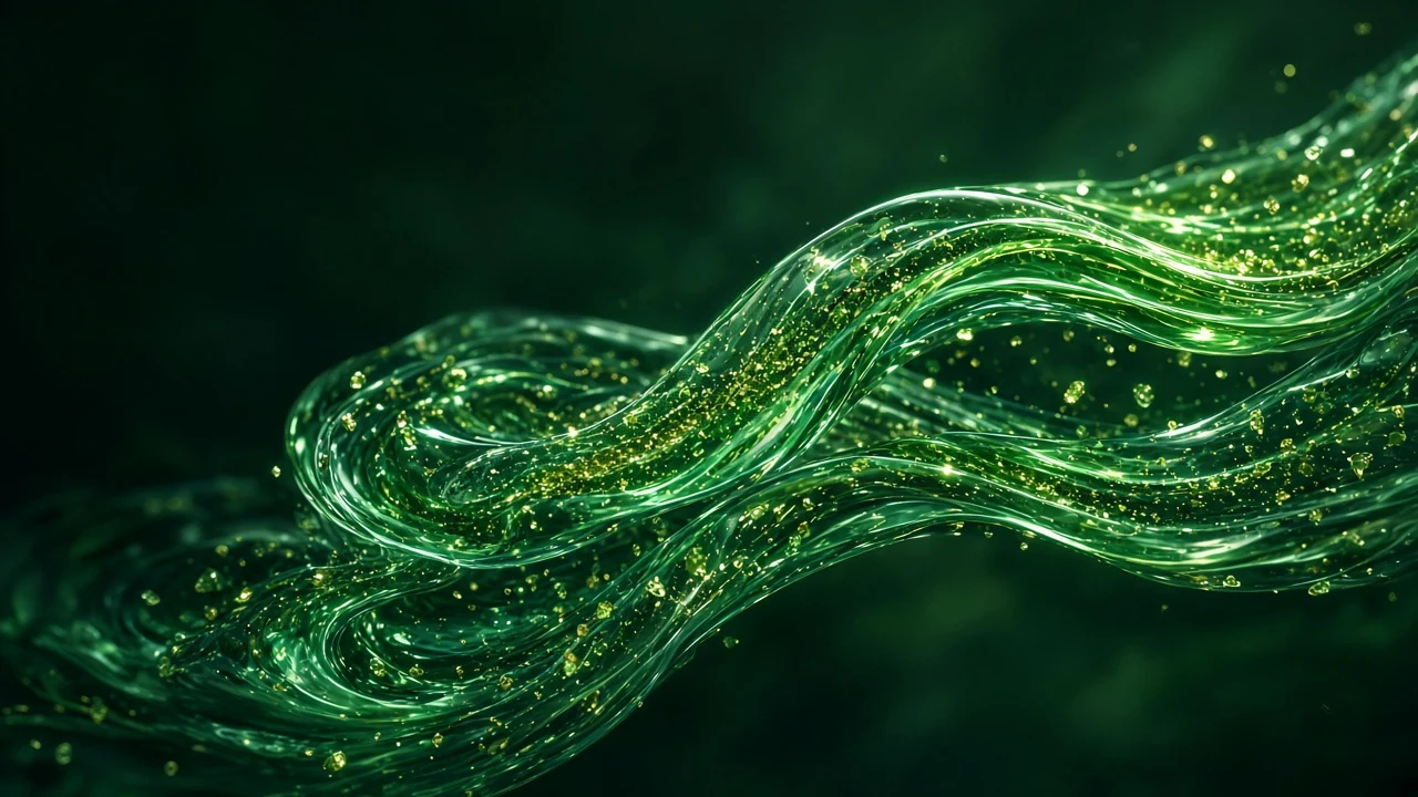Emerald Fluid Helix with Peridot Shimmer Particles