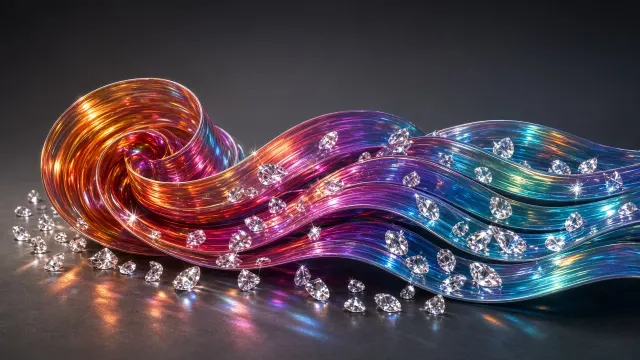 Dichroic Film Archimedean Spiral with Scattered Diamonds